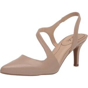LifeStride Womens Taupe Faux Leather Closed Pointed Toe Santorini Dress Pump